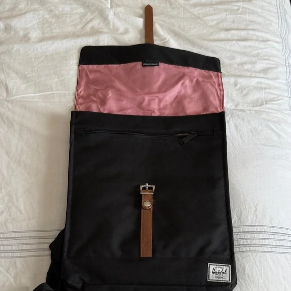 Herschel Supply Company Black Backpack with Tan Strap - Picture 3 of 3